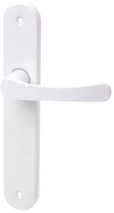 Aqbau® Türdrückerset Langschild Weiß | Türdrücker | Türklinke | Türgriffe | Türbeschlag (ohne Schlüsselloch)