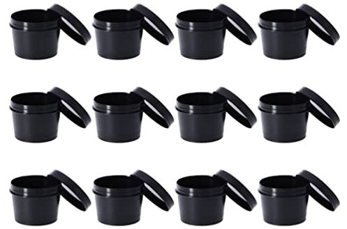 Beavorty Cosmetic Jars Mini Ice Cream Containers with Lids Freezer 100g Food Storage Containers Sweet Treat Mini Tubs Yogurt Dessert Pudding Bowls Cream Jar for Sorbet Yogurt Black 12Pcs