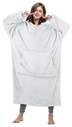 Catalonia Classy Extra Lange Fleece Hoodie Decke, Flauschige Übergroße Kuscheldecke mit Ärmeln und Kapuze, Warme Großes Kapuzendecken, Tragbare Decke zum Anziehen als Geschenkidee für Damen Herren