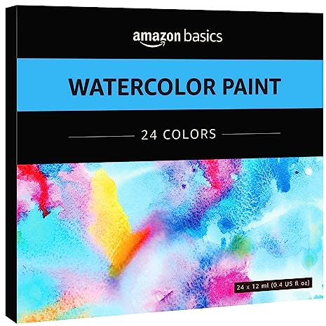 Amazon Basics Vibrant Color Watercolor Paint Set Tubes, 24 count (Pack of 1), Multicolor