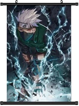 Großes 60x90CM Naruto Kakemono Rollbild | Anime Manga Stoffposter Wallscroll Poster | Wanddeko Geschenk | Kakashi Hatake