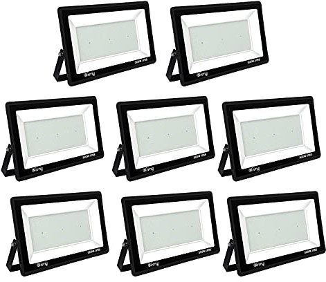 8PCS-led strahler außen 500W Superhell Außenstrahler,IP66 Wasserdicht LED Fluter 50000LM Flutlicht led aussenstrahler 6000K Kaltweiß LED Außenstrahler für Garten, Innenhöfe, Garage, Hotel, Sportplatz