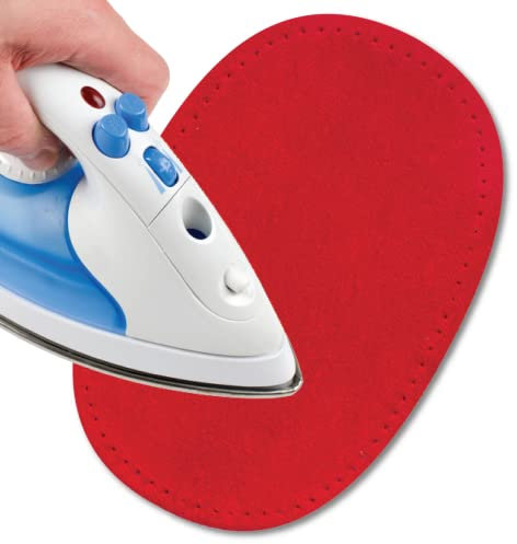 USIT, 2 Piezas Parches de Ante Termoadhesivos, 16x11 cm, Ideal para Reparar Pantalones, Chaquetas y Camisas, Tintes Inalterables, Rojo