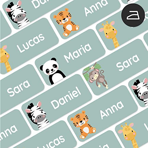 My Nametags® 56 Iron On Name Labels for Clothes | Waterproof & Washable Name Tags for Clothes & School Uniforms | Clothing Labels for Kids, School, Nursery, Kindergarten & Care Homes - Exotic Animals