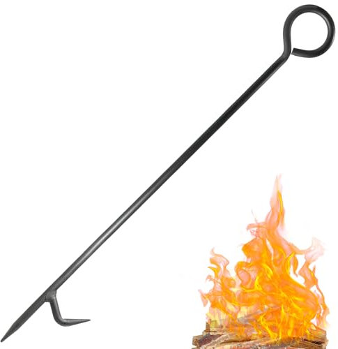 Feuerschürhaken für Kamin 81,3 cm robuster Kaminschürhaken Schmiedeeisen Stahl Feuerstelle Schürhaken Rostbeständiges schwarzes Finish Feuerschürhaken Kaminfeuerstelle Werkzeuge (32 Inc)