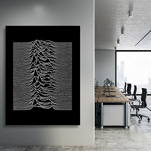 HLSHOE Poster und Drucke Black Joy Division Unknown Pleasures Music Poster Wall Art Bilder Leinwand Gemälde for Schlafzimmer Home Decor (Color : A, Size : 60x90CM NO Frame)