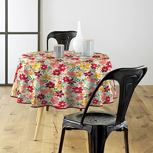 Douceur d'Intérieur Milly Sans Tischdecke, rund (Durchmesser 160 cm), bedrucktes PVC