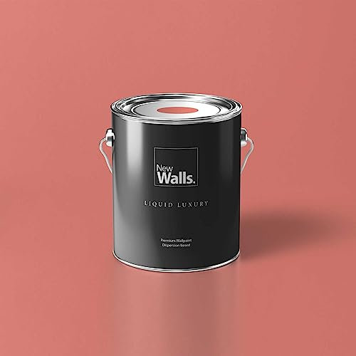 New Walls Pintura de emulsión líquida de lujo para interiores, color rosa, naranja, 5 litros