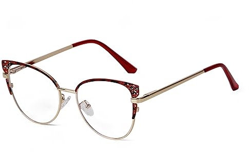 ADEWU Brille ohne Stärke mit Blaulichtfilter Brillefassungen Damen Katzenauge Schick Party Fake Brillen