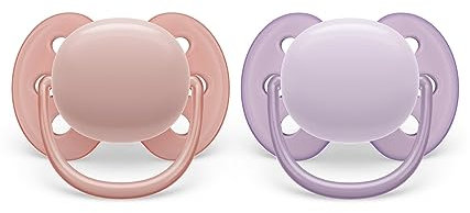 Philips Avent Ultra Soft Schnuller - 2x Weicher und elastischer Schnuller für 0-6 Monate ohne Bisphenol A, inkl. Sterilisatoretui (Modell SCF091/31)