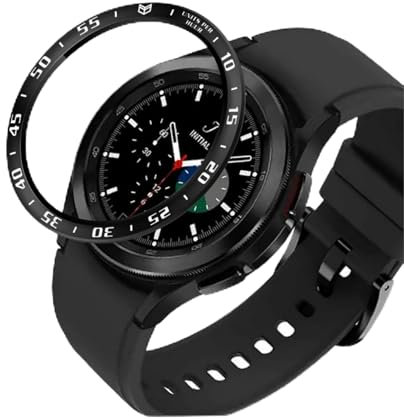GIOPUEY Bague de Protection Compatible avec Samsung Galaxy Watch 4 Classic 42mm,Anneau pour Montre Connectée Bezel Ring Styling, Lunette de Protection en métal en Alliage d'aluminium - A-Black