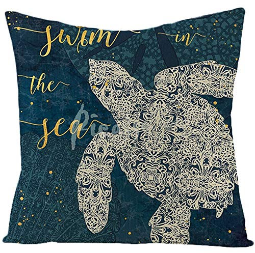 CEVAN Leinen Kissenbezüge Ethno Kissenbezug Japan Dunkelgrün Kissenbezügen Kissenbezug Sessel Schildkröte Kissenbezüge Sofa Dekor 45x45 cm