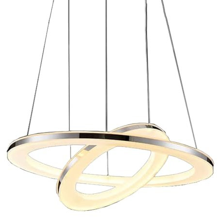 36W LED Pendelleuchte Wohnzimmer Silber Hängelampe Höhenverstellbar 2-Ringe Kronleuchter Edelstahl/Acryl Deckenleuchte Dimmbar Fernbedienung Arbeitszimmer Küche Esszimmer Treppenlicht Pendellampe