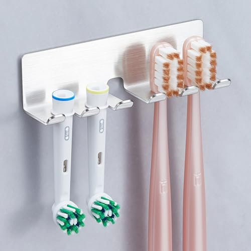 YYBO Zahnbürstenkopf Halter, Zahnbürstenhalter Wand Ohne Bohren, Zahnbürstenhalter Elektrische Zahnbürste Halterung Zahnbürstenköpfe, Bad Aufsteckbürsten Halter Bürstenkopf-Halterung (Silber, Groß)
