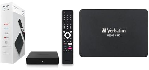 Nokia Streaming Box 8010, Android TV & Verbatim Vi550 S3 SSD, internes SSD-Laufwerk mit 512 GB Datenspeicher, Solid State Drive mit 2,5'' SATA III Schnittstelle und 3D-NAND-Technologie, schwarz