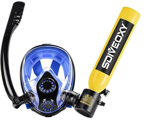 Réservoir de plongée sous-marine avec mini réservoir de plongée sous-masque, 0,5 L fournit environ 10 minutes de respiration sous-marine dans une profondeur de plongée de 30 pieds, bouteille de poney