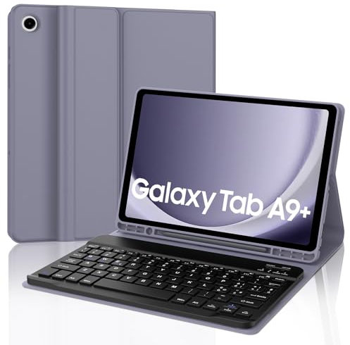 JADEMALL Tastiera per Samsung Tab A9 Plus, Custodia con Tastiera per Samsung Tablet A9+ 11, Italiana QWERTY Tastiera Bluetooth con Portapenne, Viola