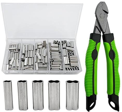 Generisch Kit zur Herstellung von Angelvorfächern, Angel-Crimpwerkzeug | Angel-Crimpzange aus Hartstahl,Zange zum, komplettes Angelzangen-Set mit Crimp-Schlaufenhülsen-Set, Rutschfester Griff