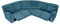 Samt-Ecksofabezug für 5-Sitzer, Stretch, 7-teiliger Liegebezug, formschlüssiger Couchbezug, L-förmig, waschbar, L-förmiger Sofabezug für Ecksofa, Blau, 7 Stück
