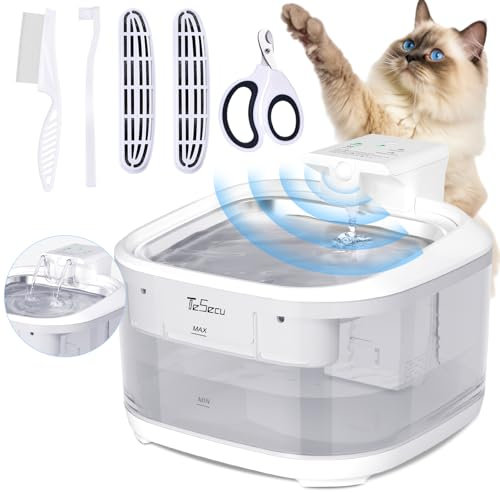 Fuente para Gatos sin Cable Bebedero Gato 4,5L Fuente de Agua para Gatos con Sensor de Movimiento con Bateria 5000mAh Recargable Bebedero Automático para Mascotas (Fuente para Gatos, 4500 ml)