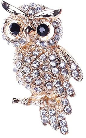 Zasdvn Eulen-Brosche, Strass-Eule, Vintage-Kristall-Anstecknadel, modische Brosche, Schönheits-Brosche, Schals, Schal, Clip, Vogel-Thema, Bernstein-Brosche, Anstecknadel/Clip für Damen, Refer to