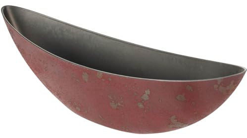 Ovale Pflanzschale für draußen - große Schiff Deko-Schale in Rost-Optik rot braun als Blumen-Topf Pflanztopf - 55 cm Blumenschale Jardiniere für Garten Balkon oder Friedhof als Grab-Schmuck