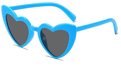 SECALIFE Heart Shaped Party Glasses, Multicolor Heart-shaped One Piece Sunglasses for Women Summer Party, Light Blue