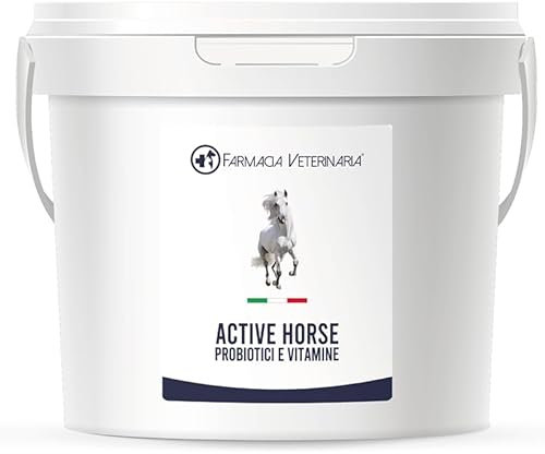 Farmacia Veterinaria Active Horse Probiotici e Vitamine. Rafforza le Difese Immunitarie e Previene Problemi Gastrointestinali. Potenzia il Metabolismo. Previene le Coliche Integratore per Cavalli 1Kg