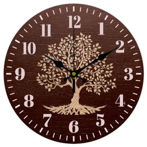 CHGCRAFT Orologio Da Parete Orologio Da Parete Albero Della Vita Orologio Senza Ticchettio Orologio Da Parete Decorativo Rotondo Orologio Da Parete Stampato