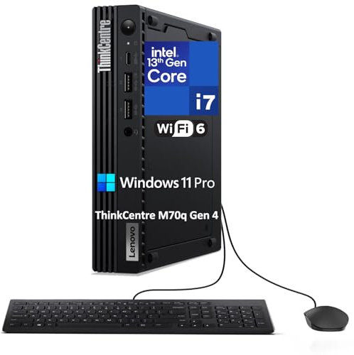 Lenovo ThinkCentre M70q Gen 4 MFF Tiny 1L Mini PC Business Desktop Computer, 13th Gen Intel 16-Core i7-13700T up to 4.9GHz, 16GB DDR4 RAM, 512GB PCIe SSD, WiFi 6, RJ45, HDMI, Windows 11 Pro Vent-HEA