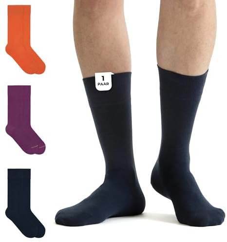 von Jungfeld - 1 Paar Herren Socken aus Bio-Baumwolle - Strumpf Herrensocken in Gr. 43-46 Midnight Blue