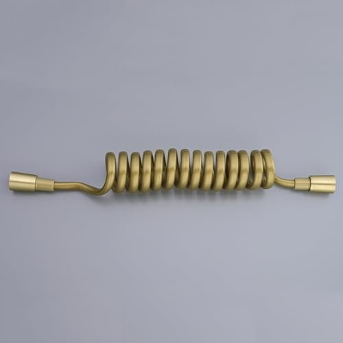 TYMYW Manguera Ducha Bidet para Wc Manguera de Ducha Retráctil Manguera Espiral con Conector de Latón Manguera de Ducha Flexible Resorte,Oro,1,5 M