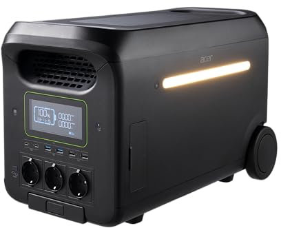 ACER APS331 Power station portable, batterie LiFeP04, 2560 WH, sortie 3000 W max, générateur solaire pour camping /camping car/travaux/stockage d'énergie