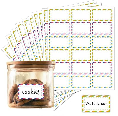 TrustKK 180 etichette per dispensa, impermeabili, in vinile, autoadesive, a righe, colorate, 50 x 30 mm, per cucina e dispensa