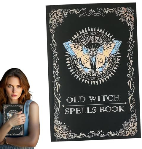Ghjkldha Old Witch Spells Book, Spells Journal, Antique Notebook of Real, Witch Supplies, Vintage Grimoire Booklet for Writing, Halloween Decor Prop for Men and Women
