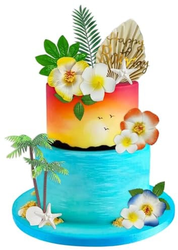 Moana Hawaiian Beach Surf Birthday Cake Decoration Topper for Swimming Beach Party Luau Birthday Baby Shower Party Supplies