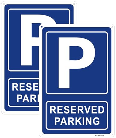 Acuxiaza Lot de 2 panneaux de stationnement réservés 20 x 30 cm en aluminium réfléchissant avec trous pré-percés, résistant aux intempéries, imperméable, utilisation en intérieur ou en extérieur