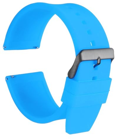 QUARKZMAN Bracelet de montre en silicone avec fermeture rapide, bracelet de montre en caoutchouc flexible avec boucle en acier inoxydable argenté, bracelet de rechange pour montre intelligente de