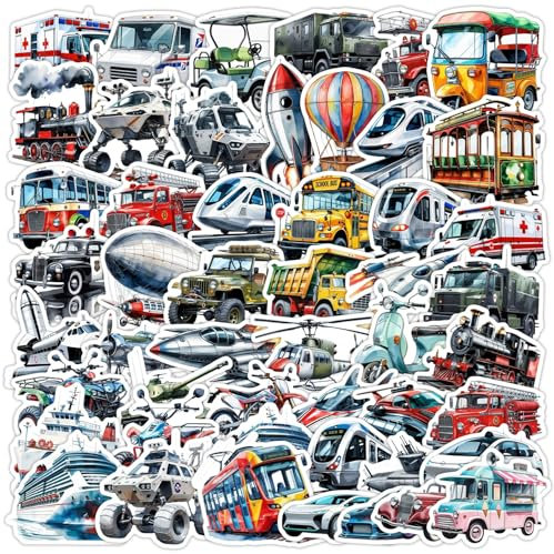 LYunMu Verkehrsmittel Aufkleber 50 Stücke Niedlich Deko für Auto Laptop Skateboard Fahrrad Moped Motorrad Fahrrad Computer,Geeignet für Erwachsene Kinder Vehicle ästhetisch Sticker Set