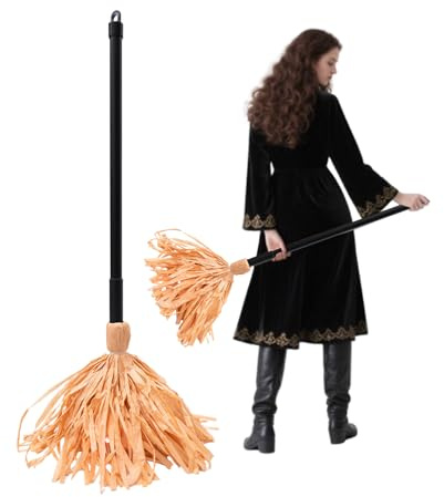 Tewzafiya Scopa Halloween | Scopa | Decorazione luminosa su pile per travestimento esterno davanti a casa festa