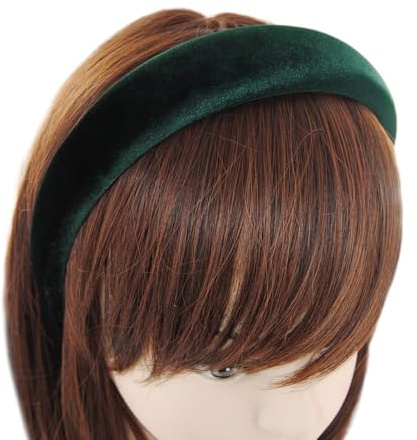 axy Gepolsterter Haarreif aus Samt Damen Breiter Stirnband Haarschmuck Haarreifen Hairband HRK10B (Grün)