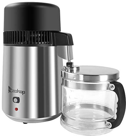 4L Water Distiller Machine, 750W Pure Distilled Water Machine for Home Countertop Table Desktop with BPA-Free Container, 304 Stainless Steel Interior, Auto Shut-Off, for Home & Humidifier (Black)