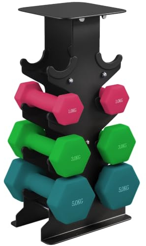SPORTNOW 18-20kg Hex Dumbbells Set with Dumbbell Rack Non Slip | Hand Weights, Home Gym, Strength Training, 2 x 1kg, 2 x 2kg, 2 x 3kg, 2 x 4kg