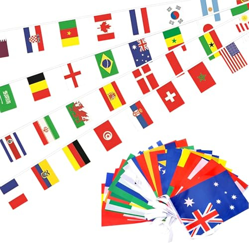 50 Stendardo della bandiera nazionale, bandiere del mondo da 15 metri, striscione appendere con bandiere del mondo, adatto per campionati di calcio, club sportivi, decorazioni per balconi esterni
