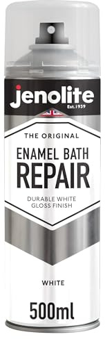 JENOLITE Enamel Bath Repair White Gloss 500mL Bath Enamel & Tile Repair Kit | Super Hardwearing & Durable Finish - Paint & Repair Scratches on Baths, Shower Trays, Sinks & Kitchen Appliances