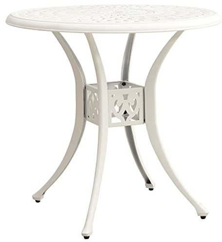 Kaloriko Gartentisch Weiß Aluminium-Druckguss 78x78x72 cm stabil wetterfest mit Schirmloch für Terrasse Balkon Outdoor Camping ideal als Esstisch Beistelltisch Loungetisch