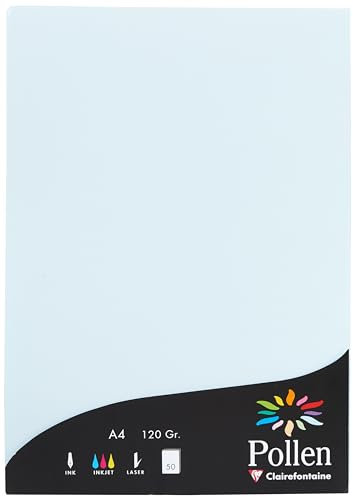 Clairefontaine 4201C Packung mit 50 Karten Pollen 120g, DIN A4, 21 x 29,7cm, Blau