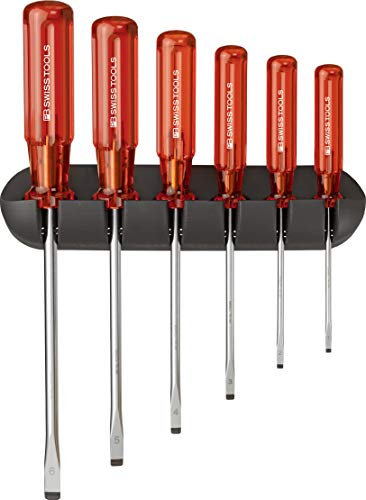 PB Swiss Tools Set di cacciaviti da 6 pezzi a fessura nel supporto da parete Classic