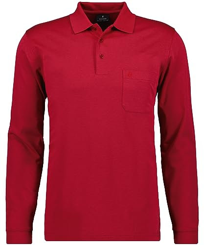 Ragman Herren Softknit-Polo Langarm, Erdbeere, 5XL