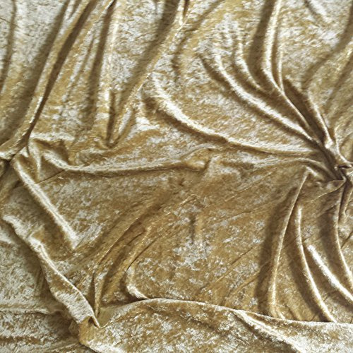 Premium Crushed Velvet, Craft Dress Fabric Curtain Material 60 - 150cm Width (Gold)